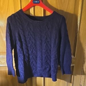 Cozy Purple Cable Knit Crew Neck Sweater